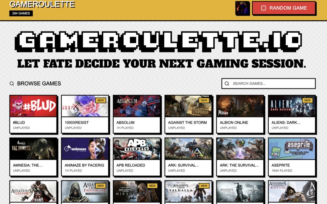 GameRoulette — discover your next Steam game with the roulette