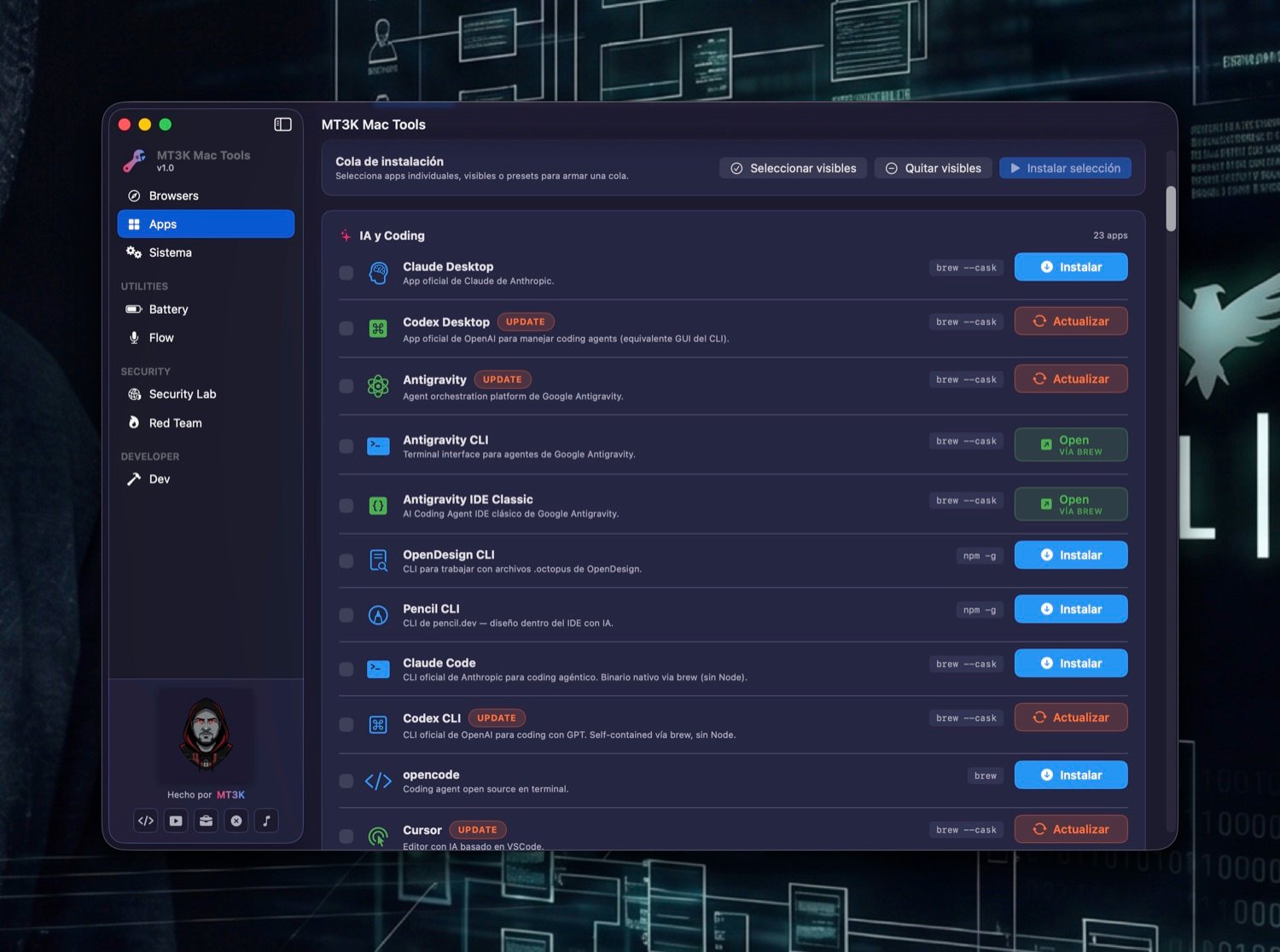 Apps & CLIs catalog — AI & Coding category.